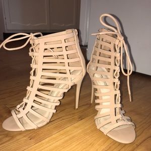 Nude strappy heels. New, never worn.
